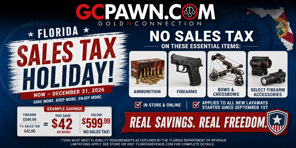 Florida Sales tax holiday.  September 1st - December 31st.  Items include Firearms, Ammunition, Bows, Crossbows, and select firearm accessories.