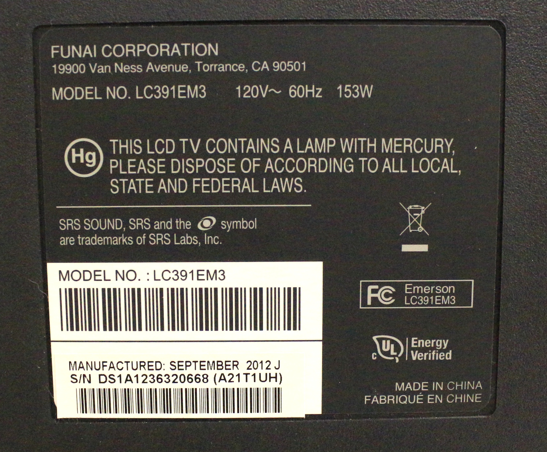 Emerson LCD LC391EM3