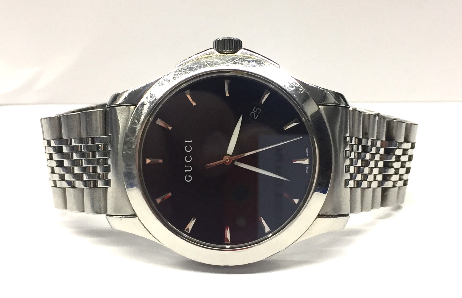 Gucci Watch 126.4 Guccissima Line SS Black Vintage Gucci Guccissima Stainless Steel Bangle Watch, Black  main image 3