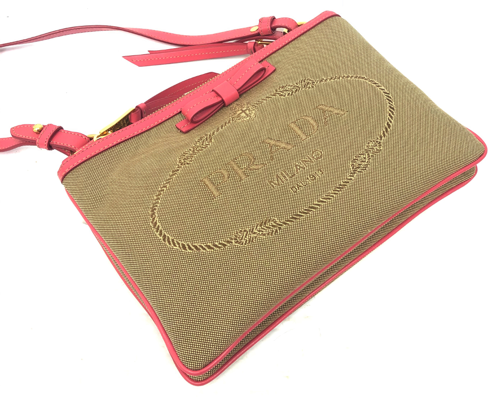 Prada Purse jacquard logo bandoliera zip close crossbody