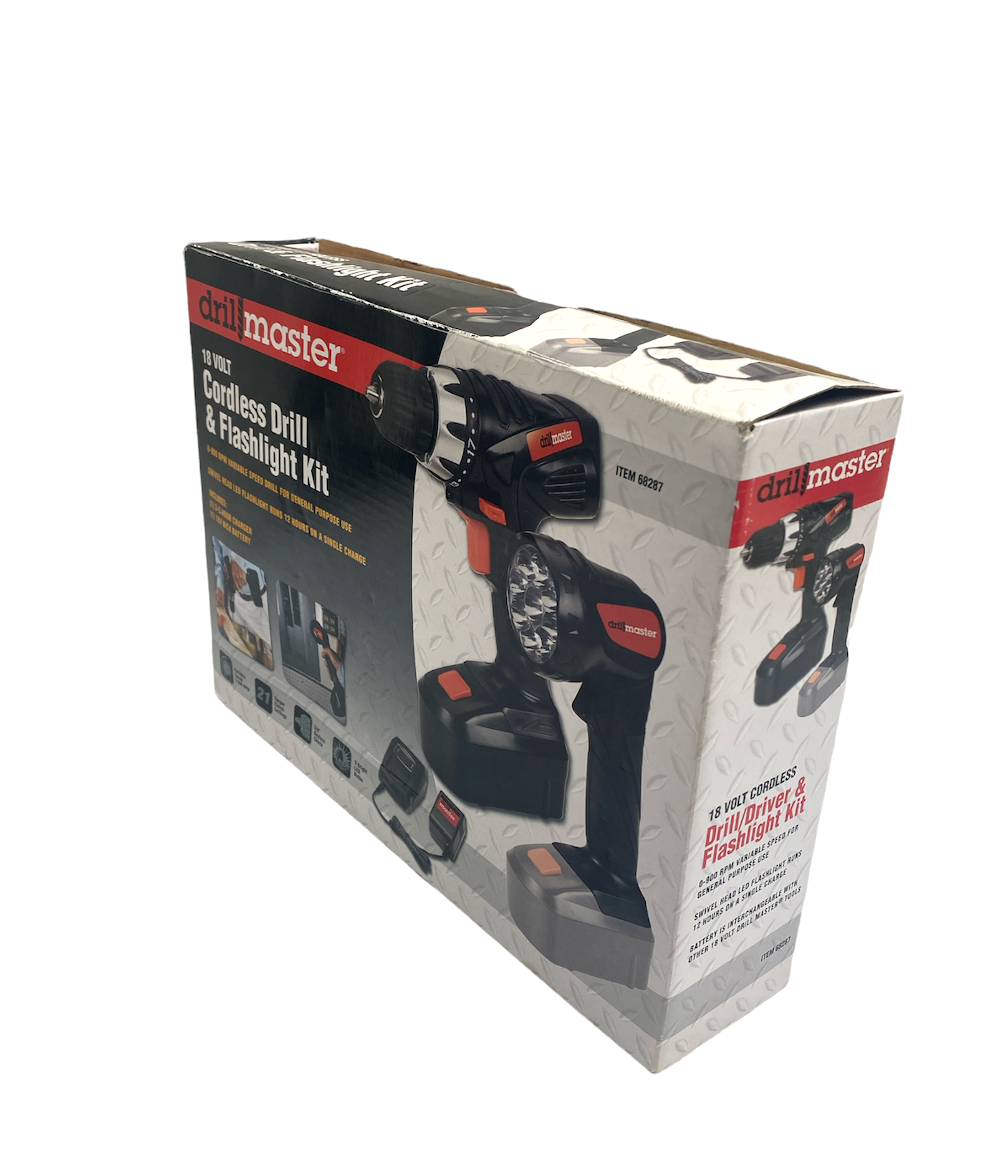 Drill master 18v cordless drill shop and flashlight kit