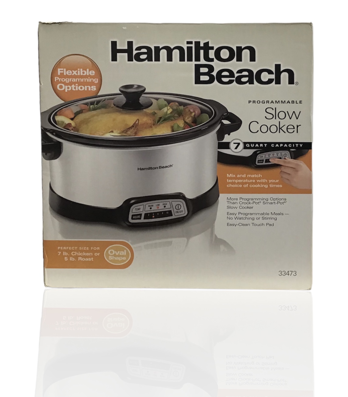 Hamilton Beach (33473) Slow Cooker, Programmable, 7 Quart, Silver