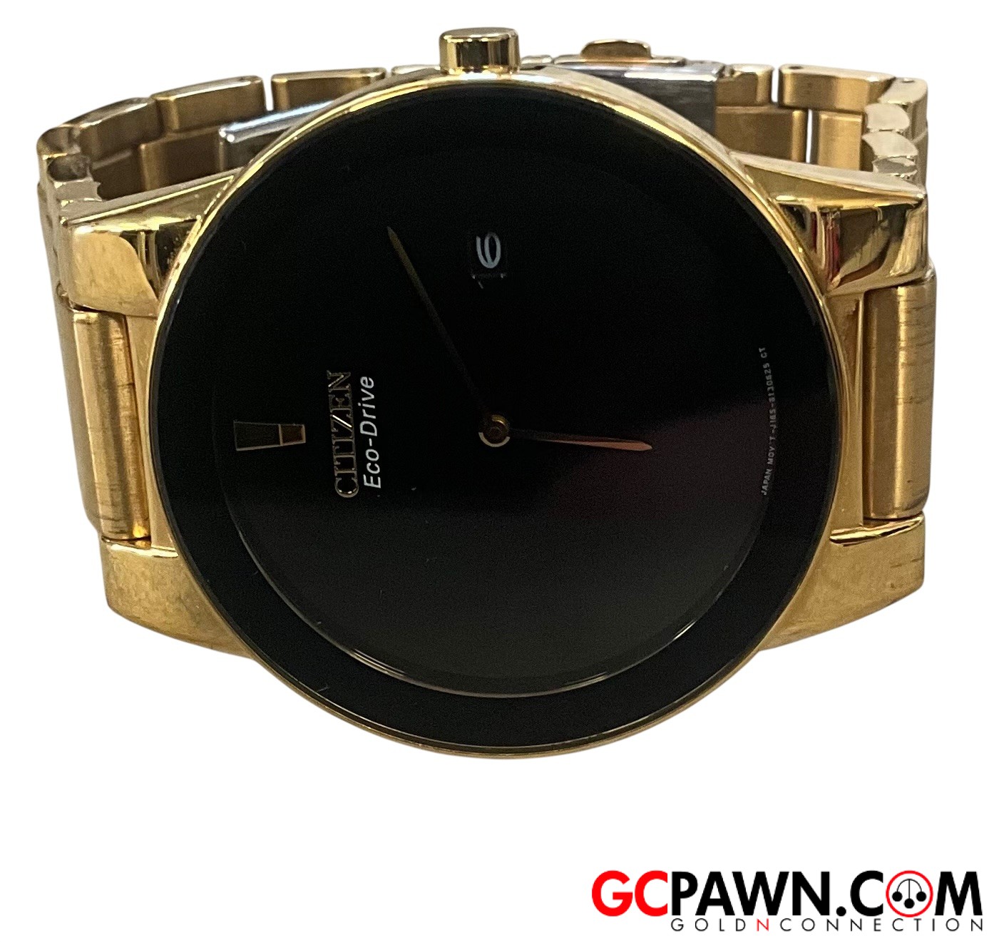 View product details for Citizen - Wrist watch - J165-S091250 - Citizen Axiom Eco-Drive Gold Black Mens Watch