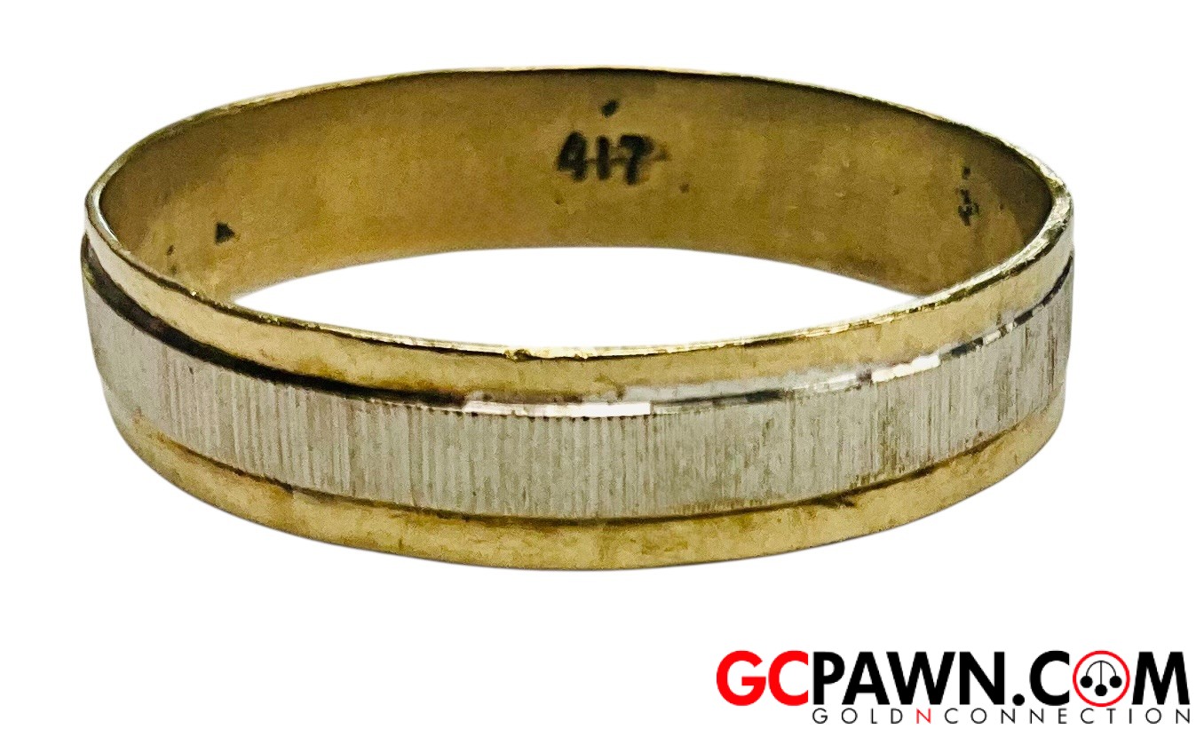 View product details for Unisex Wedding band 10kt Yellow and White Gold 