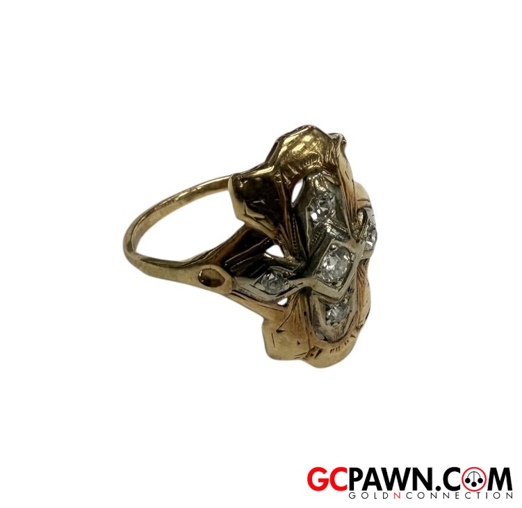 Unisex Cluster ring 10kt Yellow Gold 