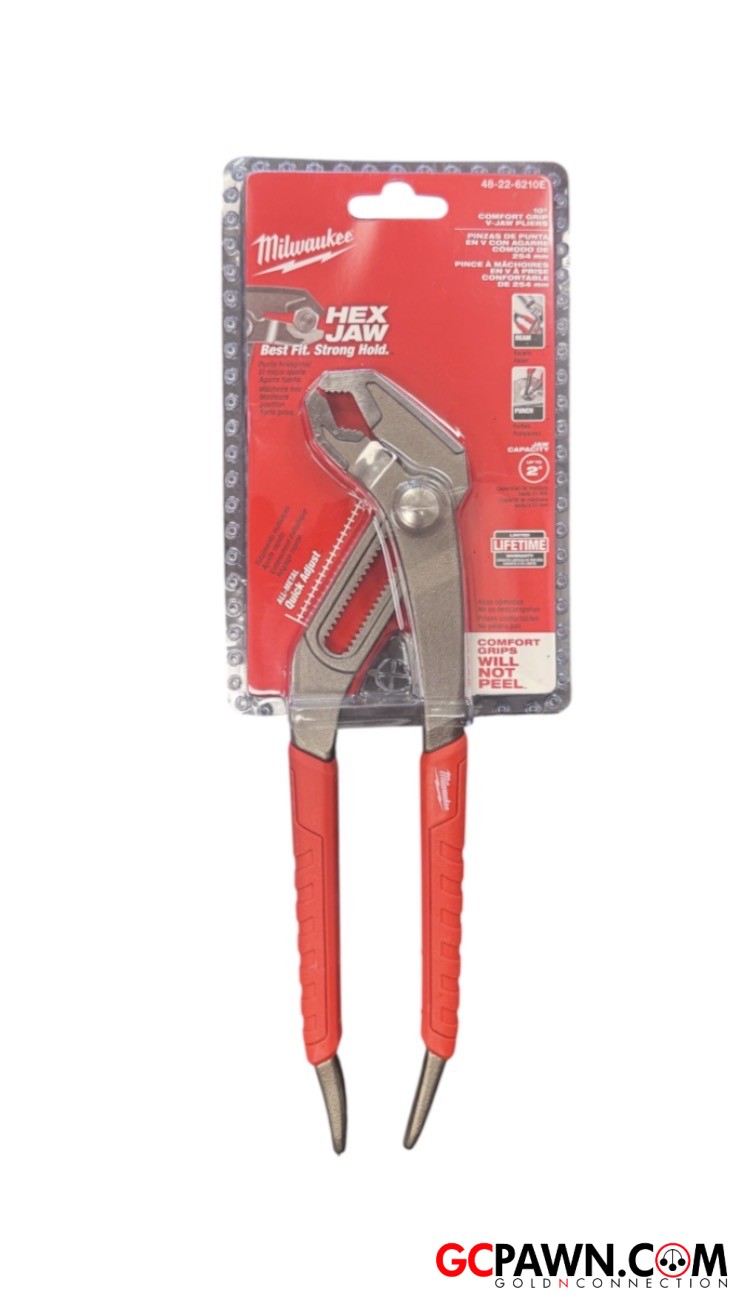 View product details for Milwaukee - Loose hand tools - 48-22-6210E - Comfort Grip V-Jaw Pliers