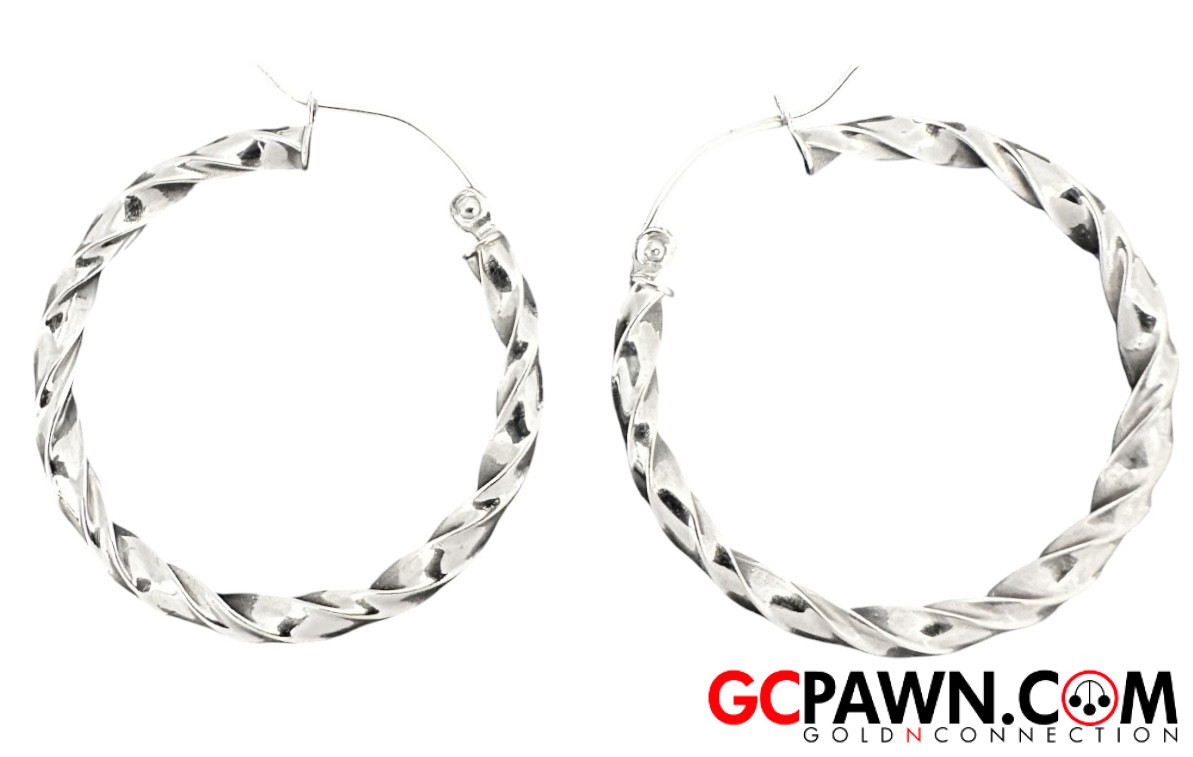 Unisex Earrings 10kt White Gold 