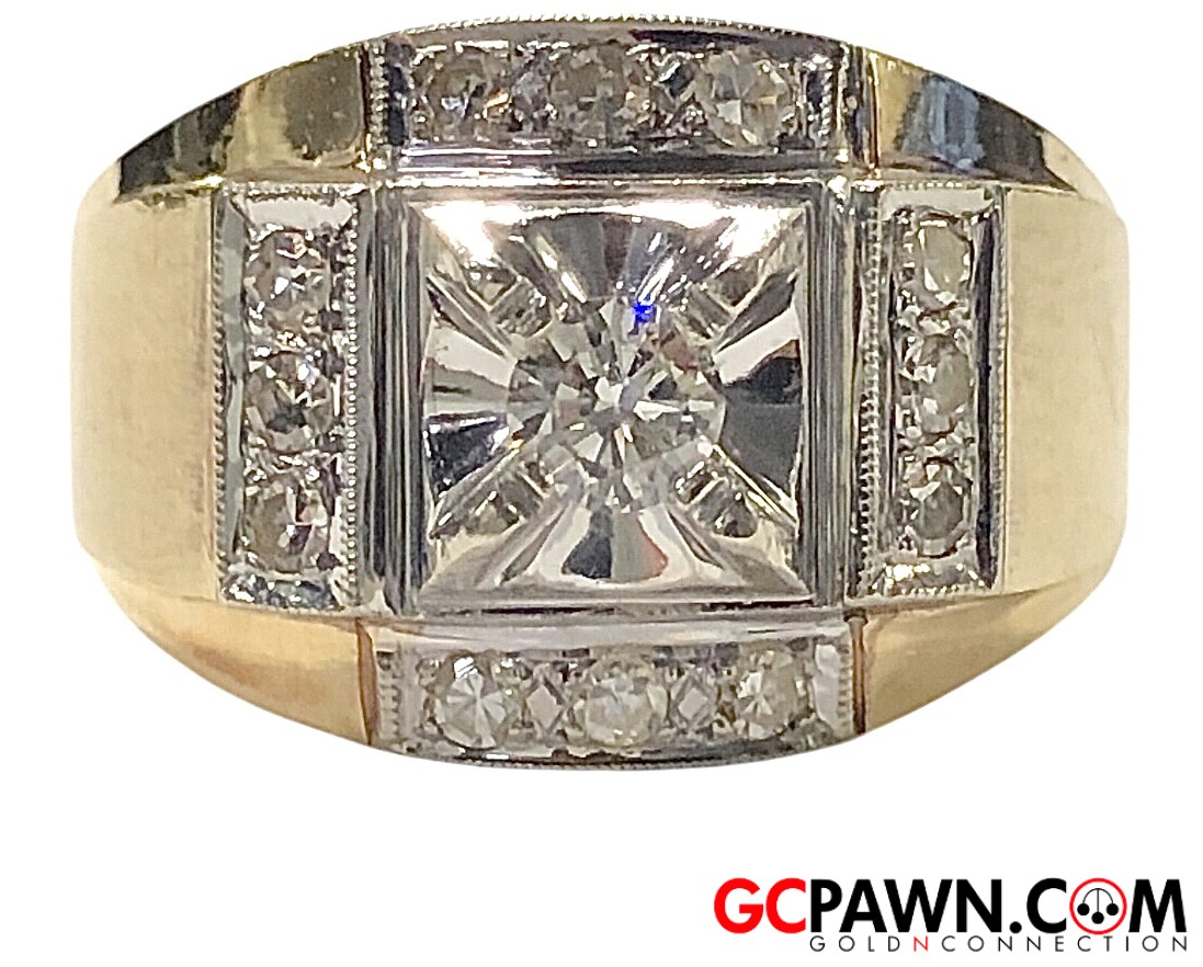 Men's Fashion Ring 14kt Yellow and White Gold 
