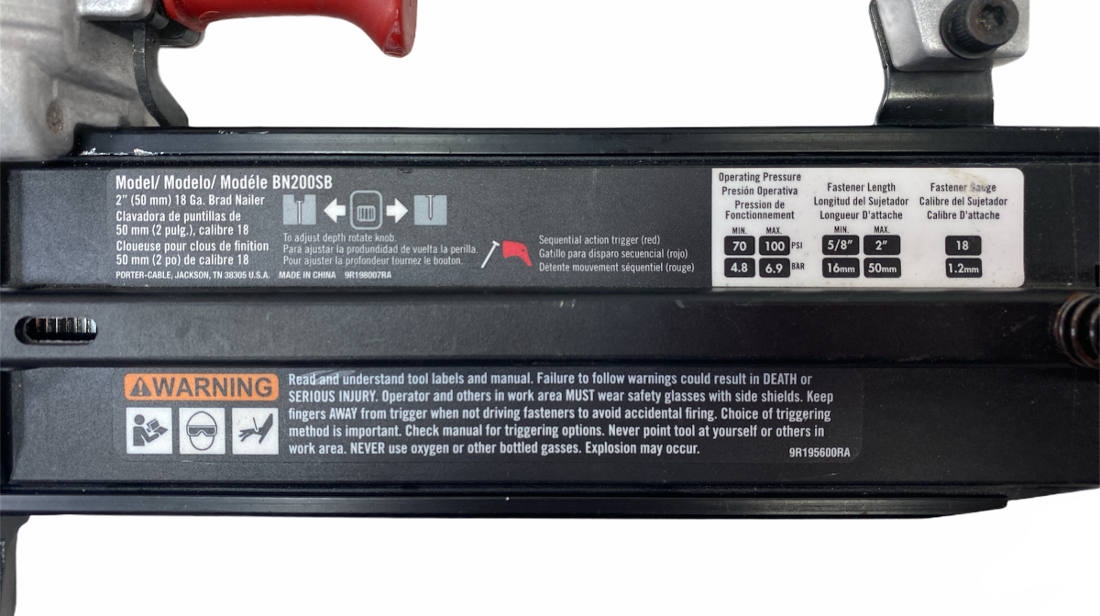 Porter Cable Air tool BN200SB