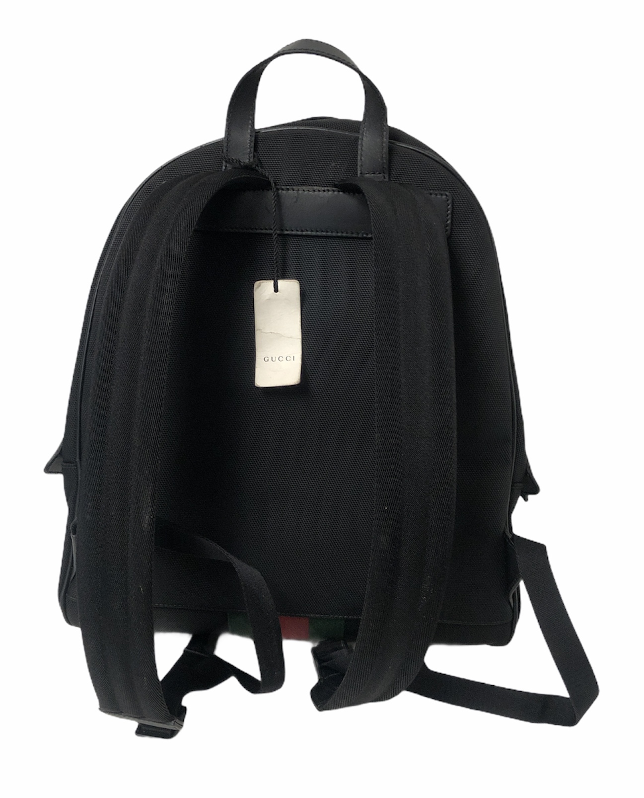 Gucci, Bags, Gucci Black Web Stripe Canvas Backpack