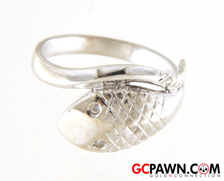 View product details for Snake Unisex Fashion Ring 14kt White Gold 