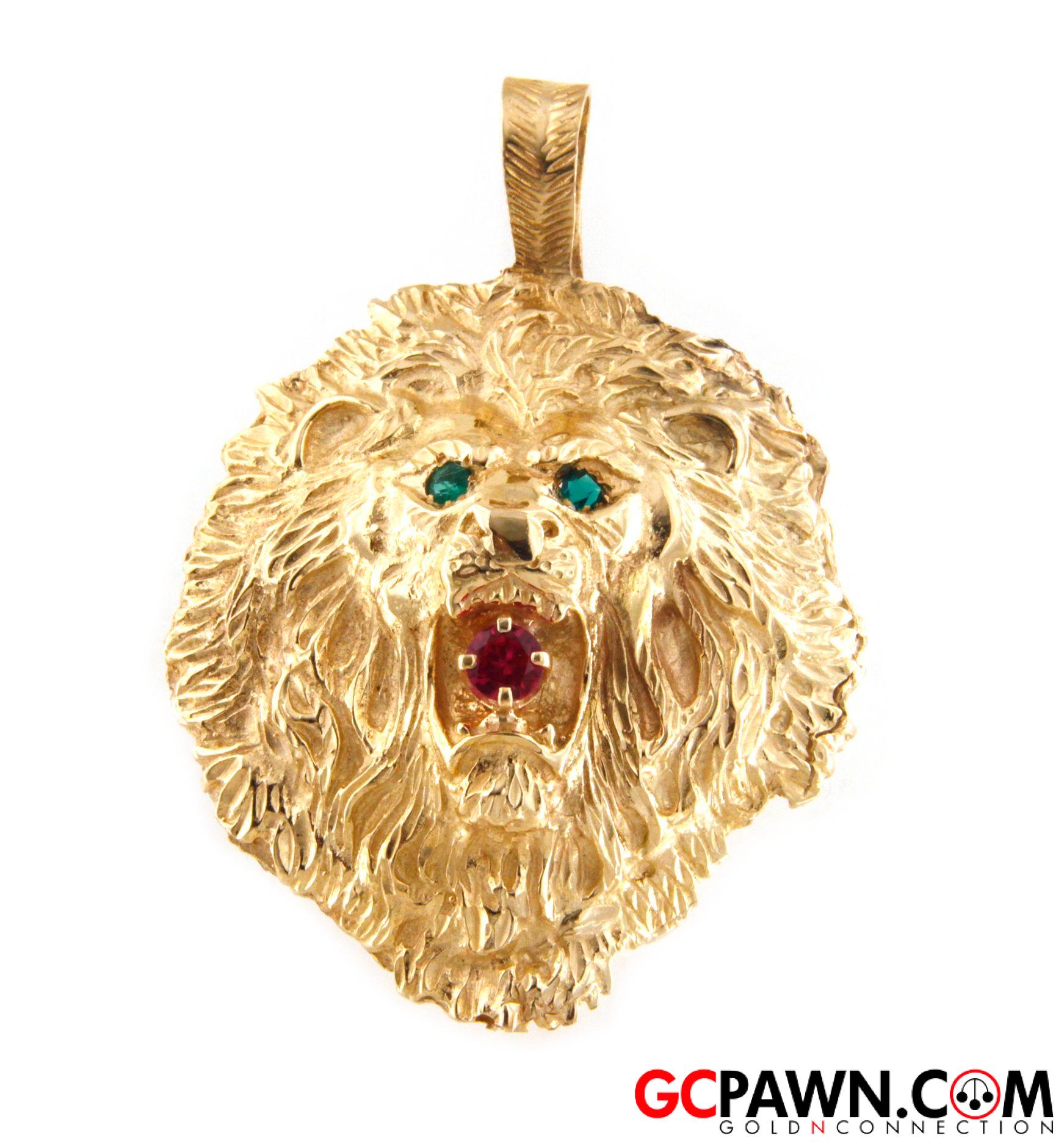 Lion Men's Charm 14kt Yellow Gold 