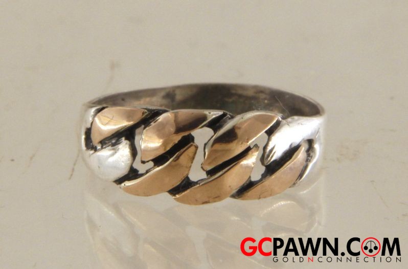 View product details for Unisex Fashion Ring .925 Silver and Gold 