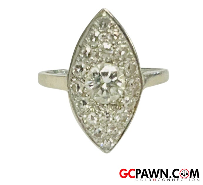 View product details for Unisex Cluster ring 14kt White Gold 