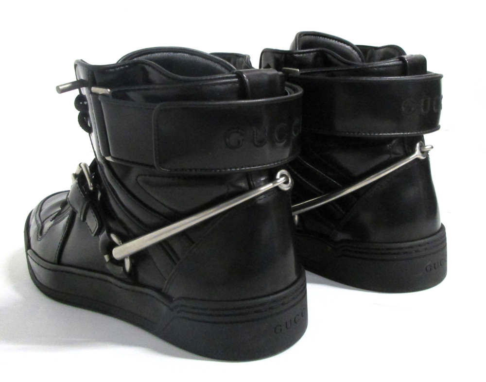 kaping sterk kan niet zien Gucci Shoes Magnum Black Leather Horsebit High-Top Sneake
