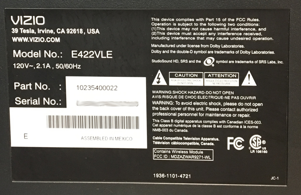 Vizio LCD E422VLE