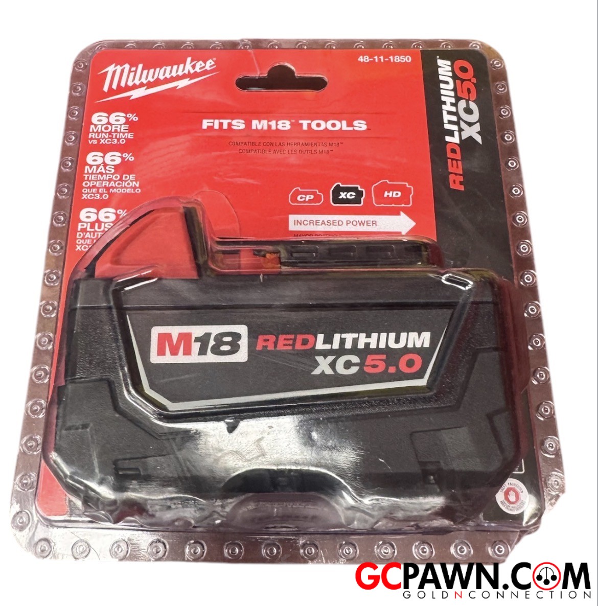 View product details for Milwaukee - Cordless hand tools - 48-11-1850 - Red Lithium XC5.0