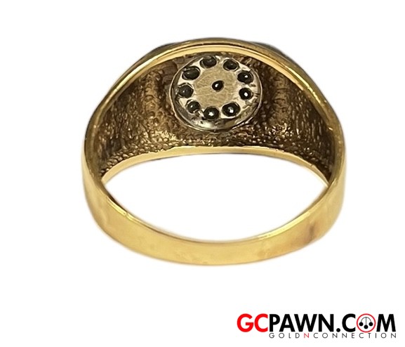 9 Men's Cluster ring 10kt Yellow Gold-img-2