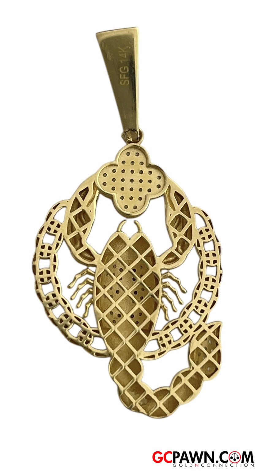 Cubic Zirconia Unisex Charm 14kt Yellow Gold-img-1