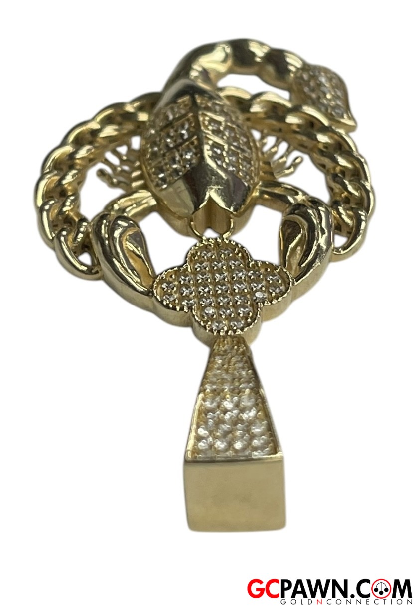 Cubic Zirconia Unisex Charm 14kt Yellow Gold-img-3