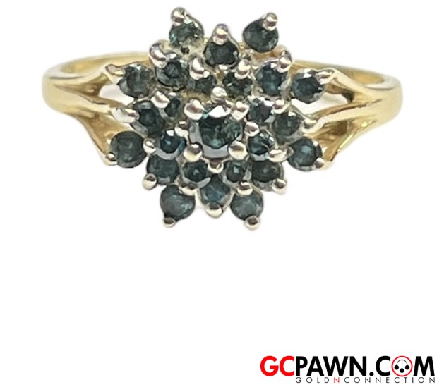 .65 Unisex Cluster ring 14kt Yellow Gold-img-0