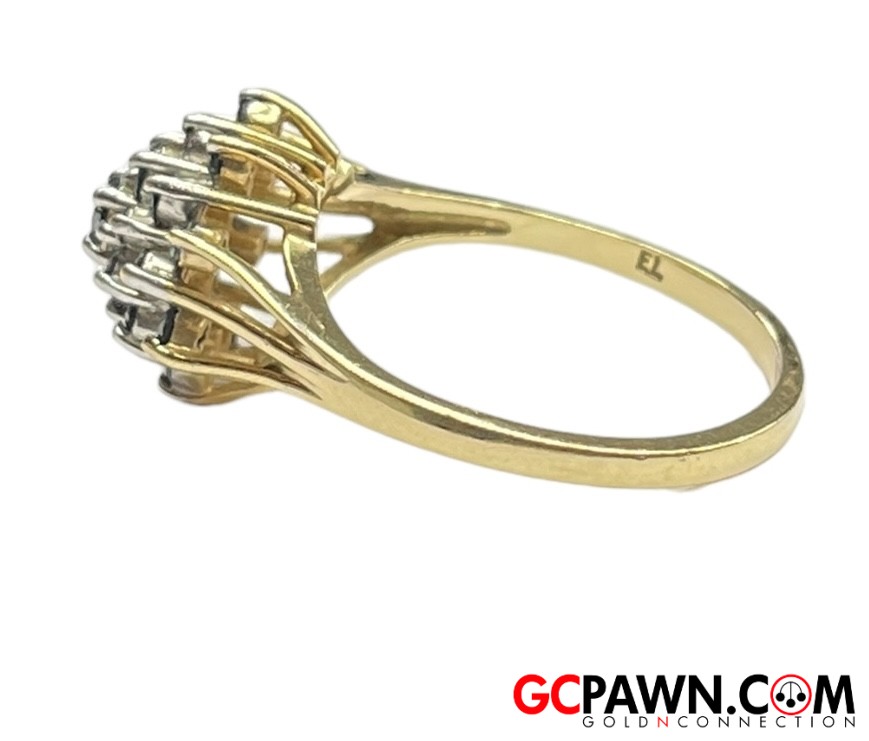 .65 Unisex Cluster ring 14kt Yellow Gold-img-1