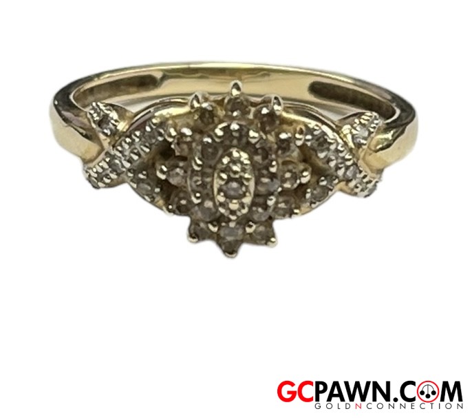 Unisex Cluster ring 14kt Yellow Gold-img-0