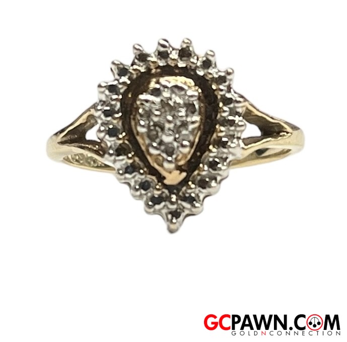 .03 Unisex Cluster ring 10kt Yellow Gold-img-0