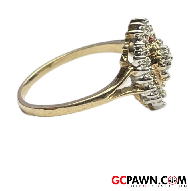 .03 Unisex Cluster ring 10kt Yellow Gold-img-3