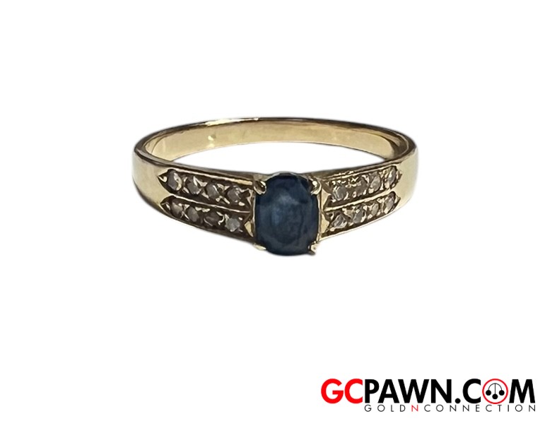 Sapphire Unisex Cluster ring 14kt Yellow Gold-img-0
