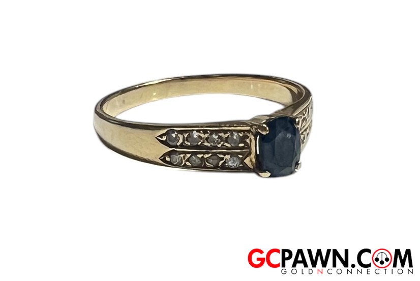 Sapphire Unisex Cluster ring 14kt Yellow Gold-img-3