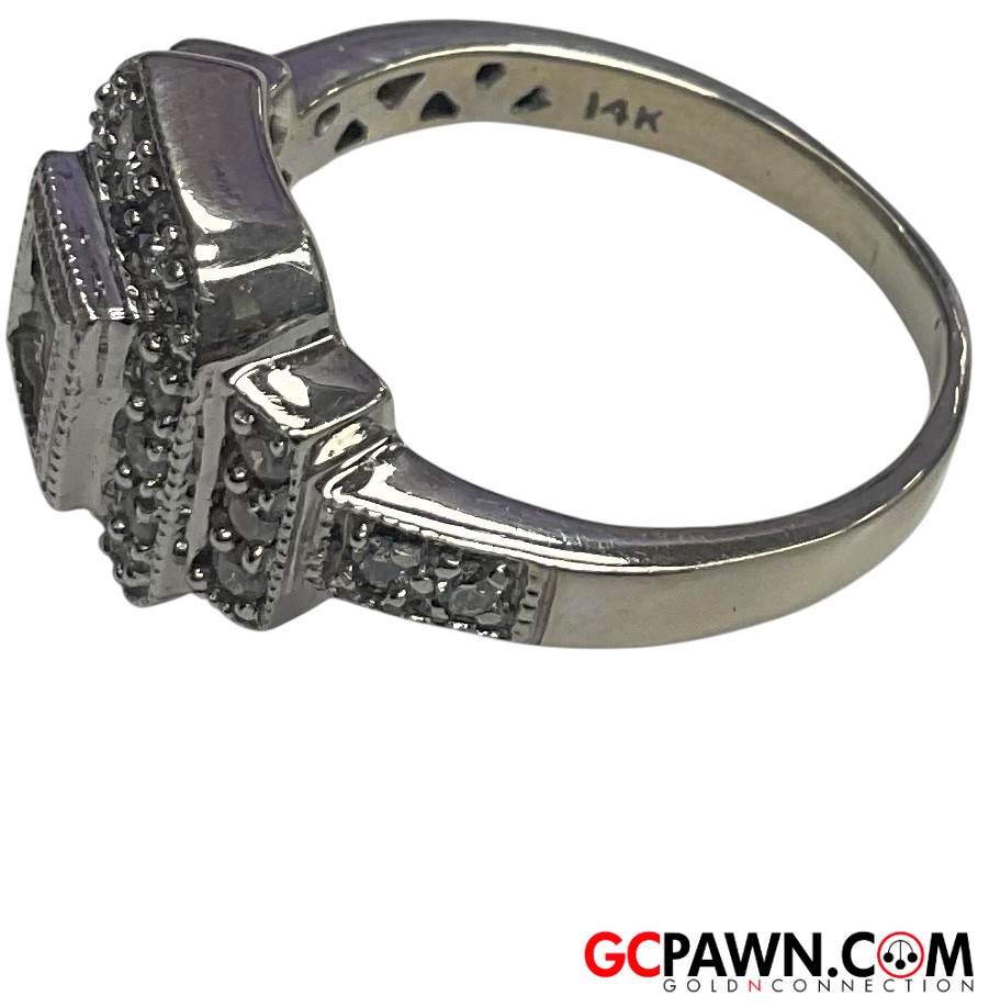 Unisex Cluster ring 14kt White Gold-img-2
