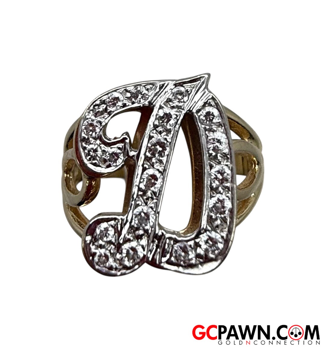 Women's Initial ring 14kt Yellow Gold-img-0
