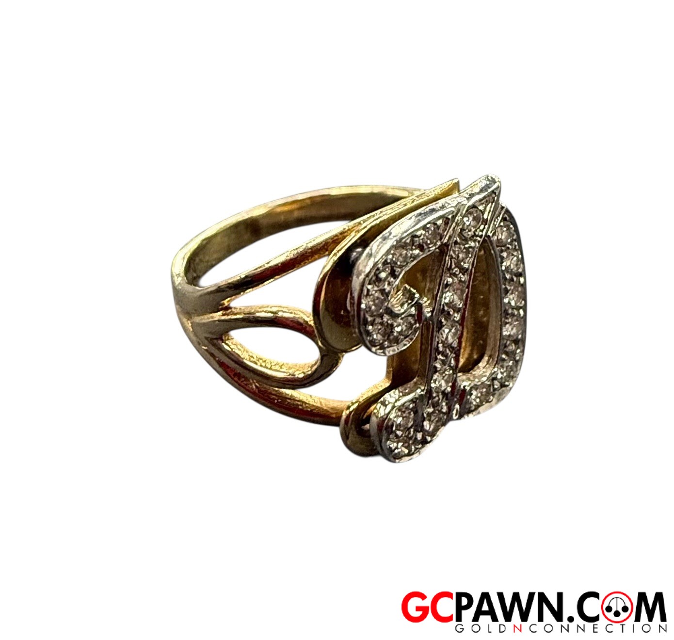 Women's Initial ring 14kt Yellow Gold-img-1