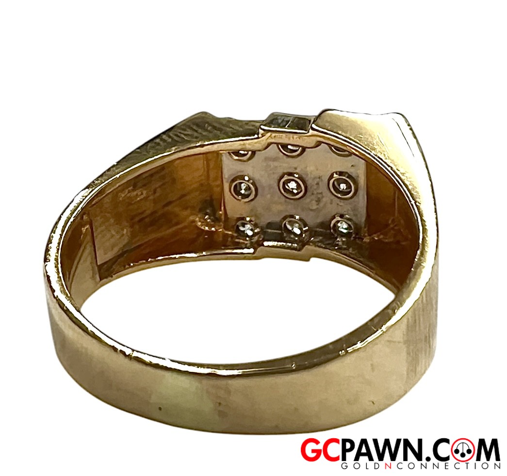 Men's Cluster ring 14kt Yellow Gold-img-2