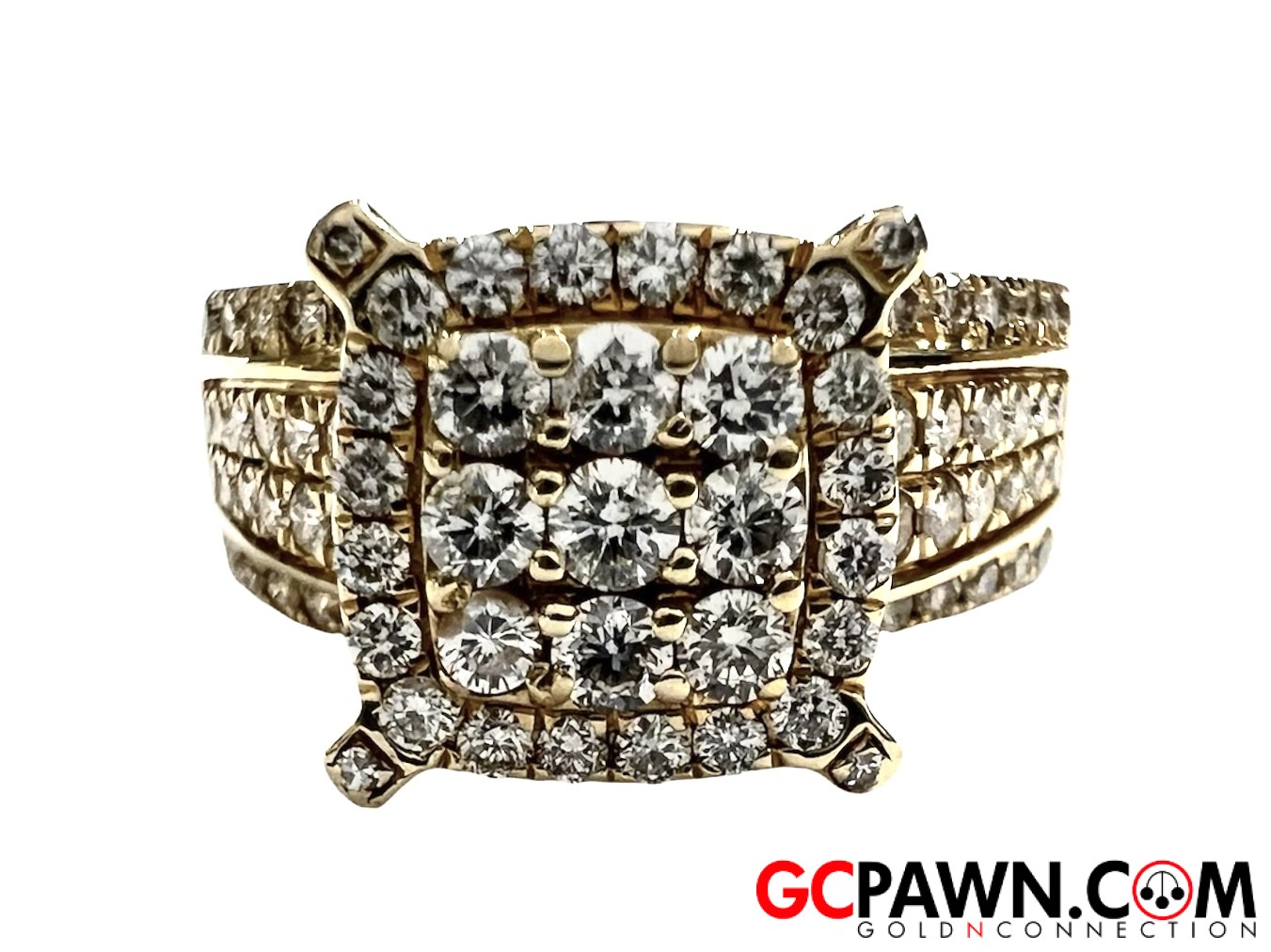 Unisex Cluster ring 14kt Yellow Gold-img-0