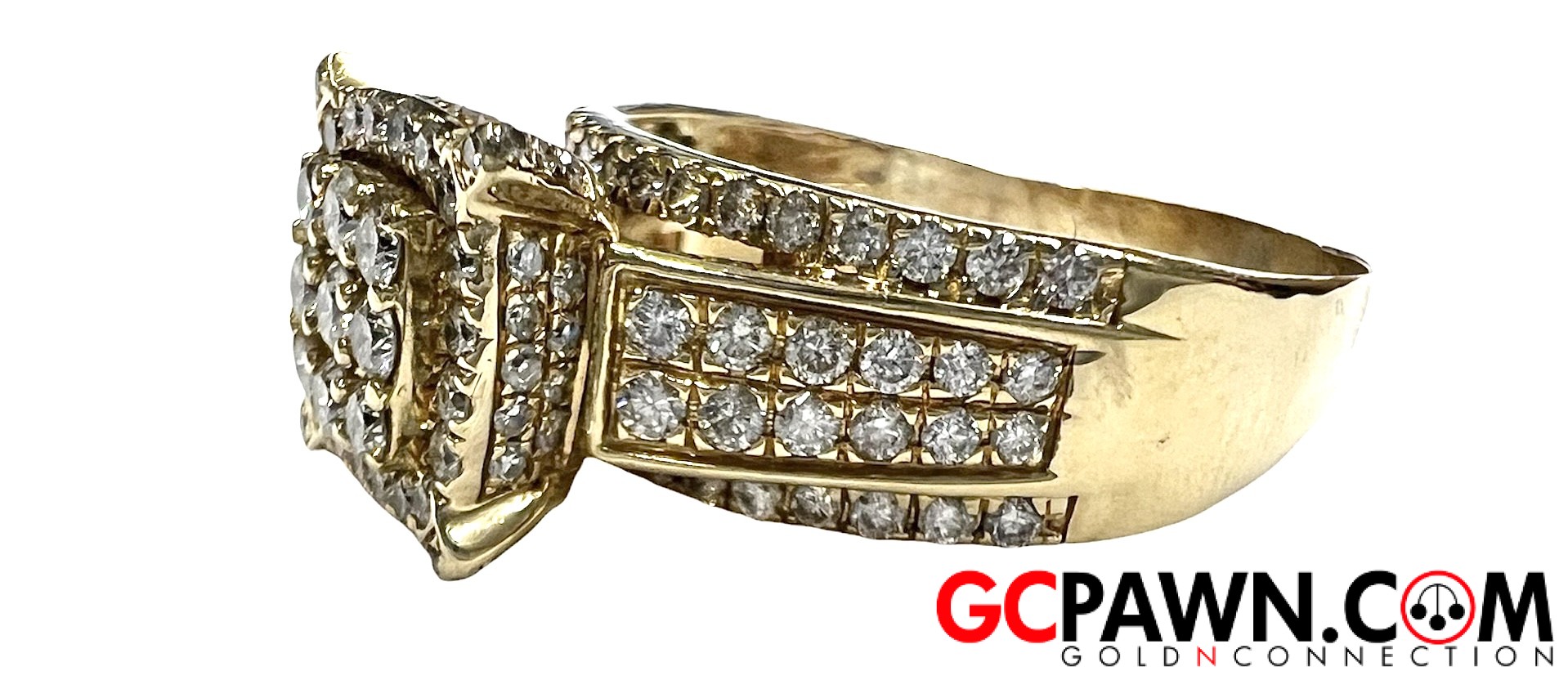 Unisex Cluster ring 14kt Yellow Gold-img-1