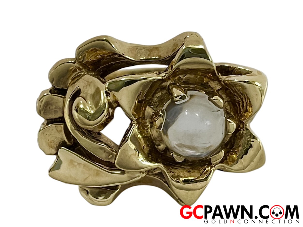 Moonstone Women's Cluster ring 14kt Yellow Gold-img-0