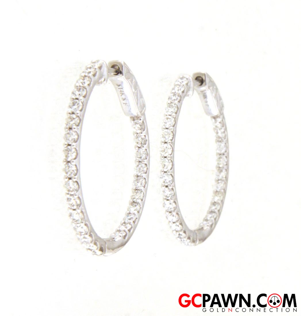 2mm Women's Earrings 14kt White Gold-img-0