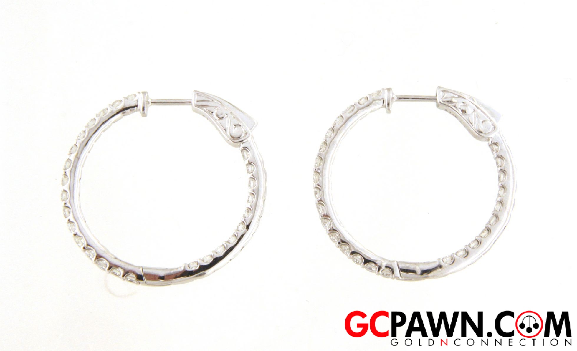 2mm Women's Earrings 14kt White Gold-img-1