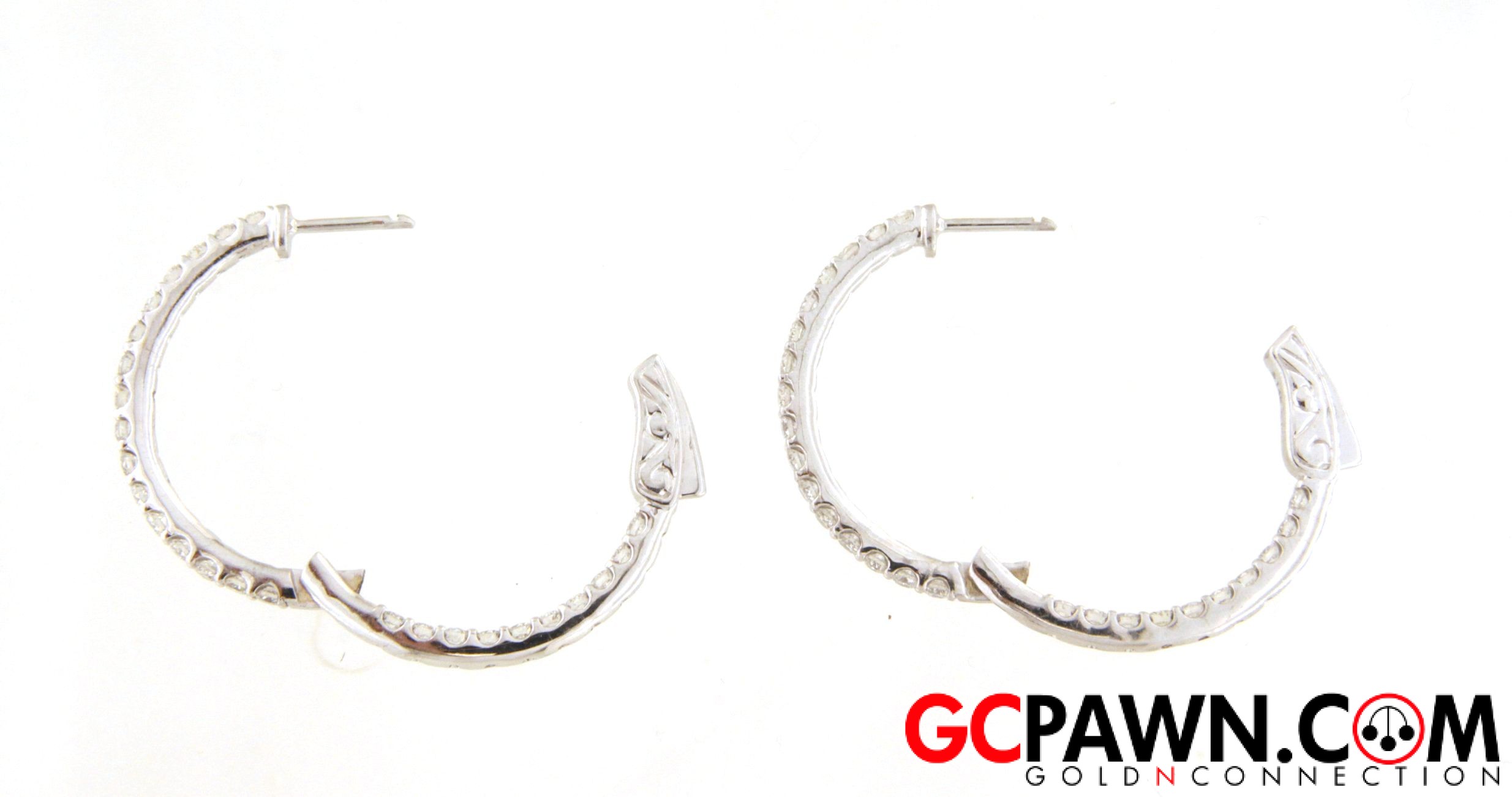 2mm Women's Earrings 14kt White Gold-img-2