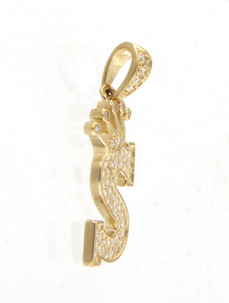 "S" Unisex Charm 10kt Yellow Gold-img-2