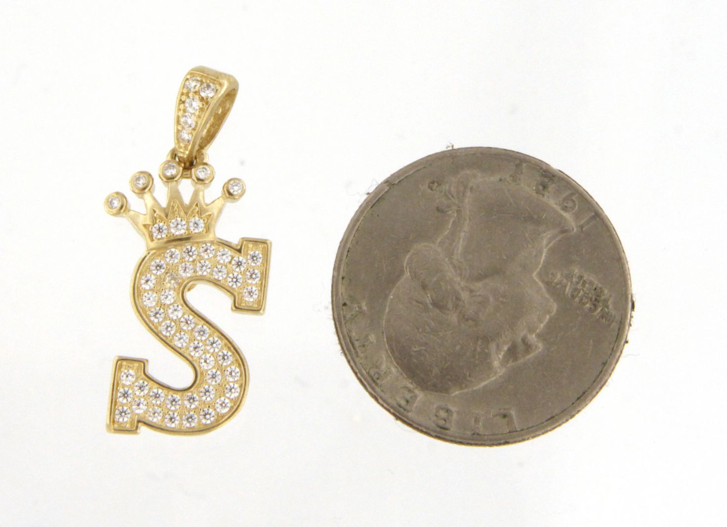 "S" Unisex Charm 10kt Yellow Gold-img-3