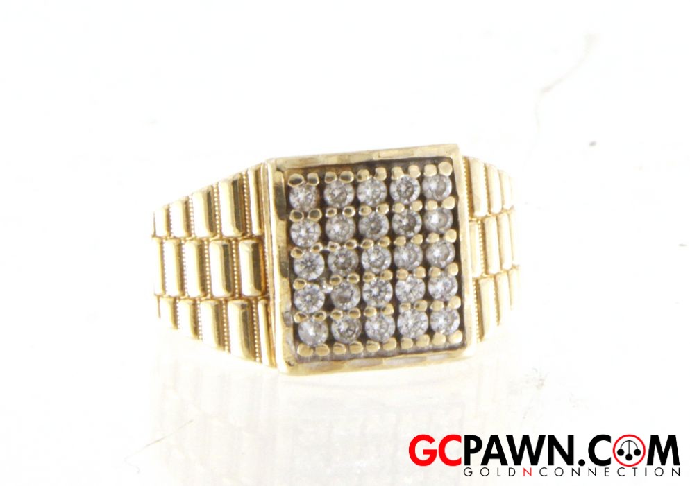 25 Men's Cluster ring 10kt Yellow Gold-img-0