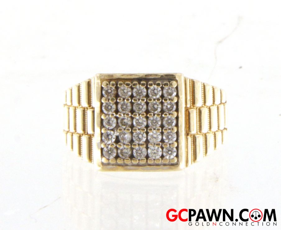 25 Men's Cluster ring 10kt Yellow Gold-img-1