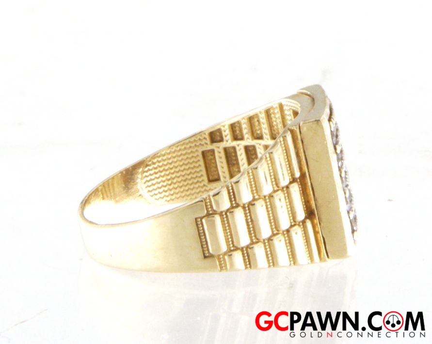 25 Men's Cluster ring 10kt Yellow Gold-img-2