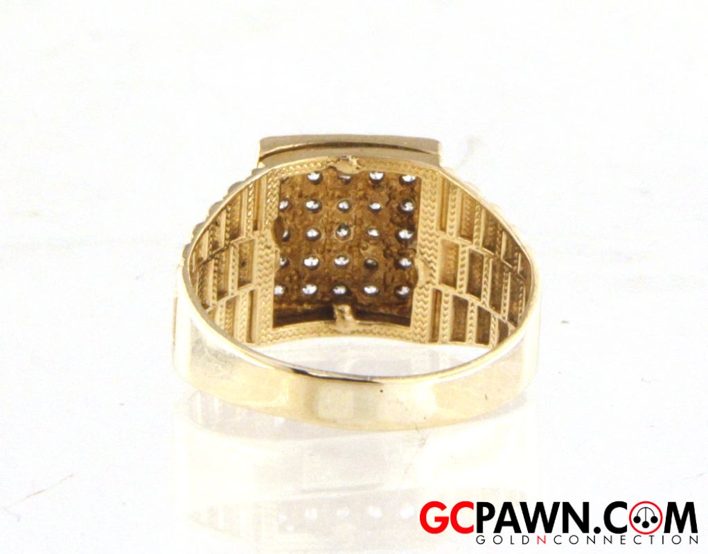 25 Men's Cluster ring 10kt Yellow Gold-img-4