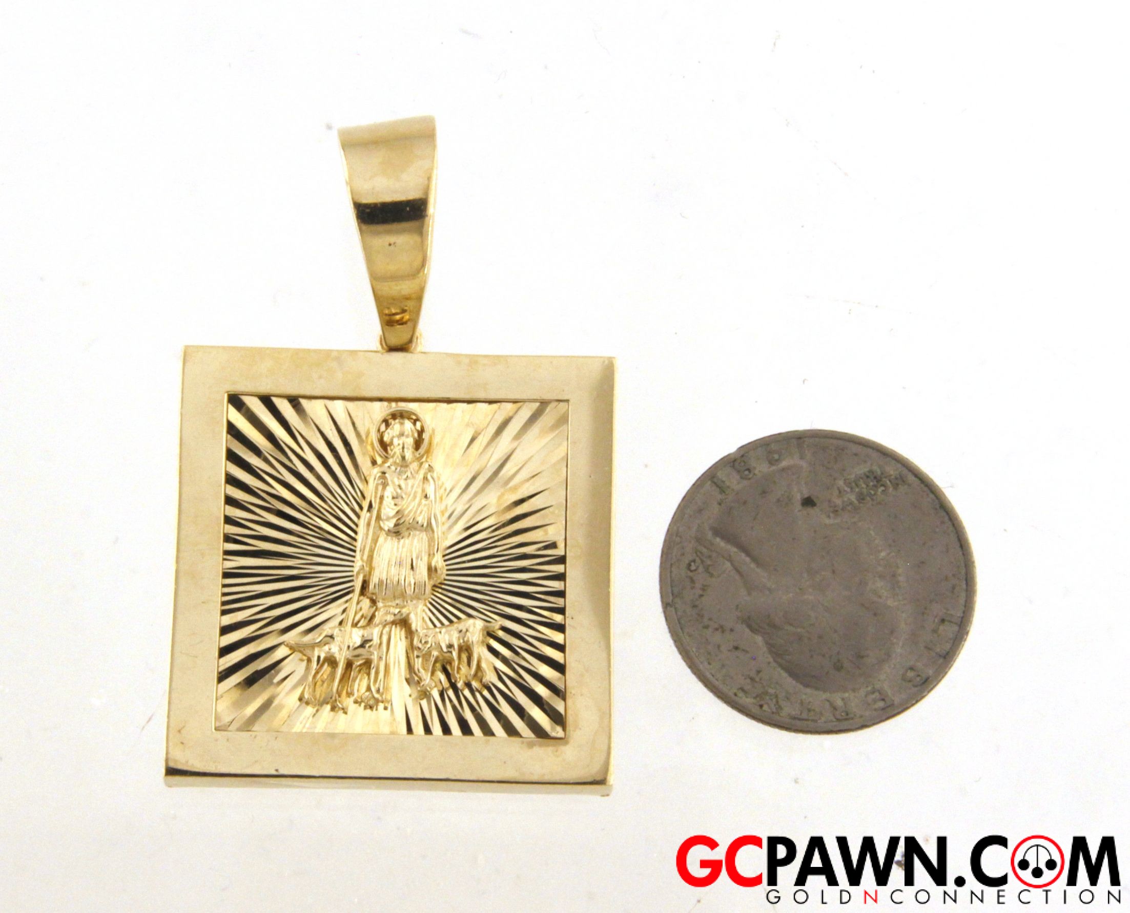 San Lazaro / St Lazarus Unisex Pendant 10kt Yellow Gold-img-3