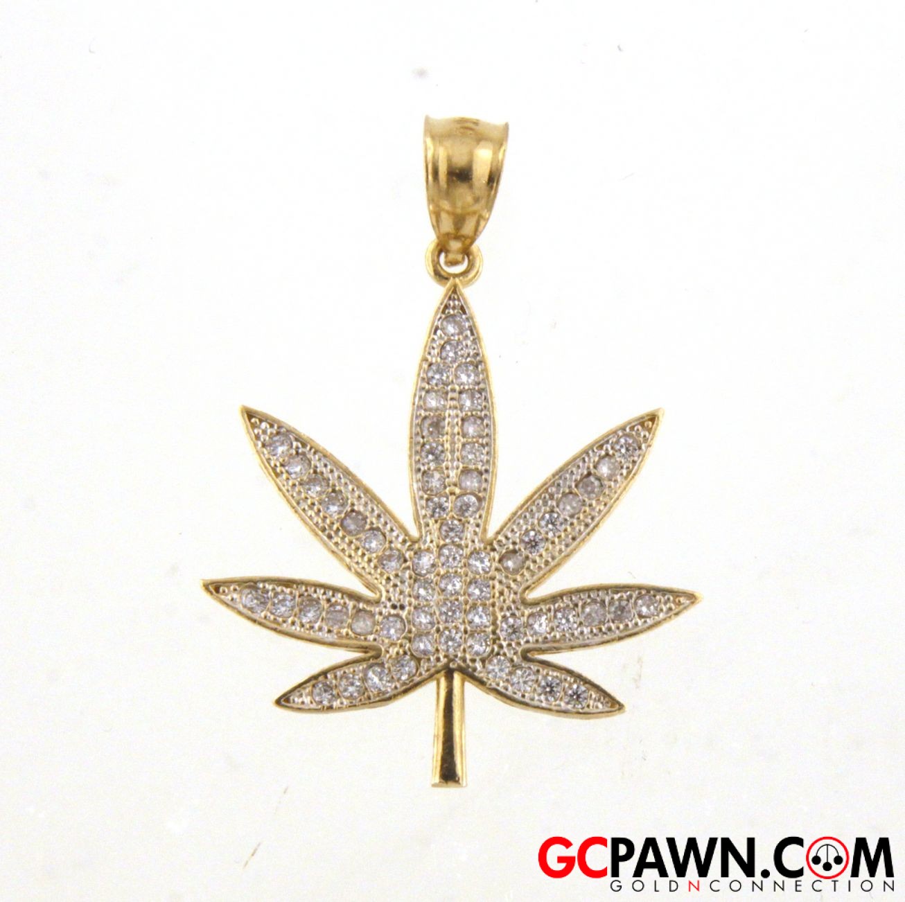 Marijuana Leaf Unisex Charm 10kt Yellow Gold-img-0