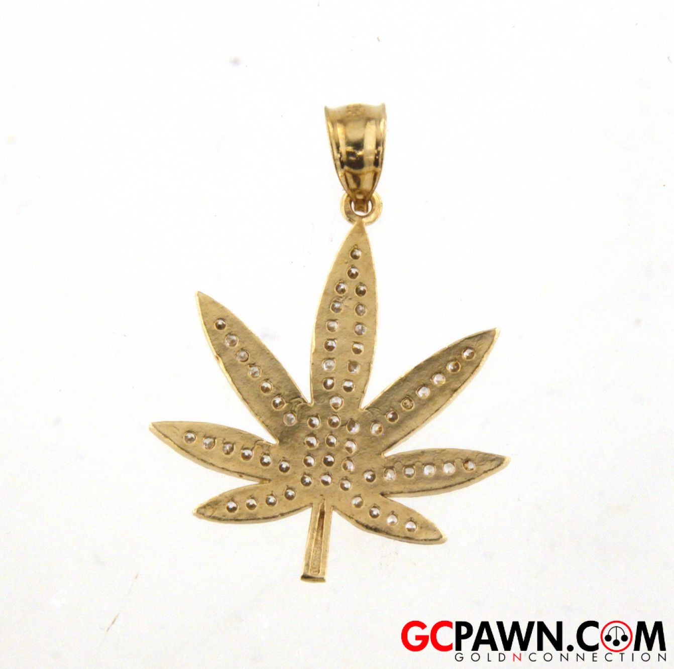 Marijuana Leaf Unisex Charm 10kt Yellow Gold-img-1